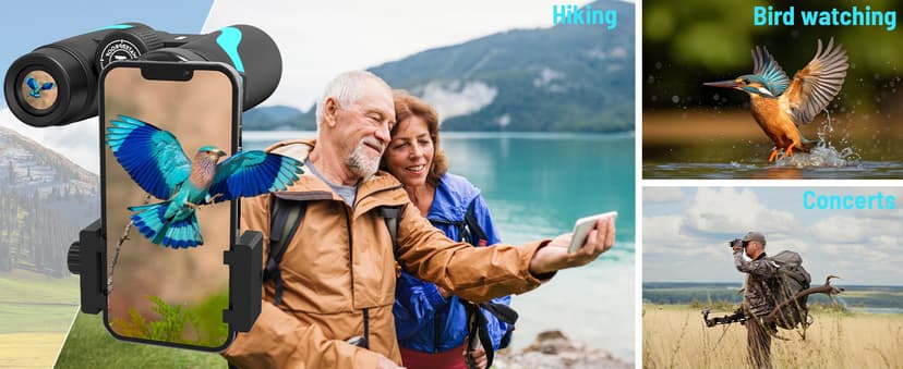 15x55 UHD Binoculars for Adults – High Powered Large View, BAK4 Prism, Waterproof & Lightweight for Bird Watching, Hunting,Hiking, Travel, Cruise, Sports with Phone Adapter (Blue)