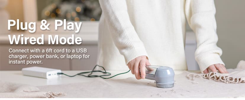 Bymore Fabric Shaver Lint Shaver for Clothes, Dual Power Lint Remover with Battery or Corded Use, Portable Sweater Shaver for Clothing, Furniture & Travel