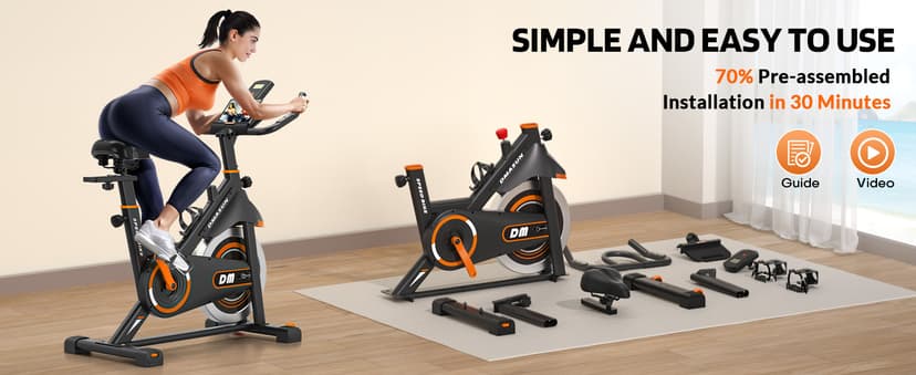 DMASUN Exercise Bike, Silent Magnetic Resistance Stationary Bike for Home with 330 LBS Capacity, Pedals with Anti-loosening Nuts, Indoor Bike with Comfortable Seat Cushion, Digital Display