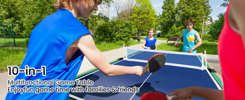 10-in-1 Foosball Table, 48" Combo Game Table - Ping Pong, Air Hockey, Pool, Soccer - All-in-One Game Table with Accessories for Indoor Outdoor Game Rooms and Family Game