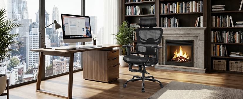 AreShark Office Chair Ergonomic Desk Chair,High Back Computer Chair with 3D Headrest & Armrests,Gaming Chair with Lumbar Support,90-135°Tilt Lock Mesh Office Chair with Footrest,Wheels,Black