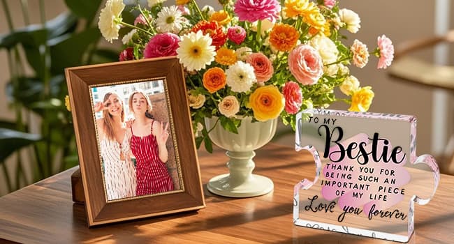 Best Friend Birthday Gifts for Women, Friendship Gifts for Women, Bestie Acrylic Puzzle Plaque Keepsake for Soul Sister Female Bestfriend Work Besties Birthdays, Graduation Gift for Her