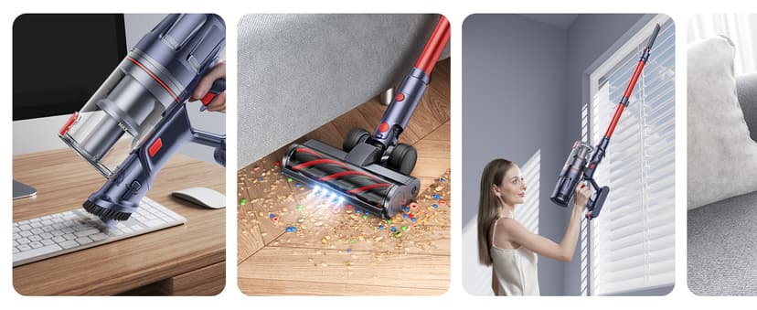 Cordless Vacuum Cleaner, 600W 50Kpa 65Mins Vacuum Cleaners for Home, Self-Standing Stick Vacuum with Touch Screen & Wall Charging Station for Hard Floor Carpet Pet