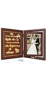 5 Year Anniversary Rotating Picture Frame for Her, Wood 5th Wedding Anniversary Photo Frame gifts for Wife Husband Him Couple, Display 2 6x4