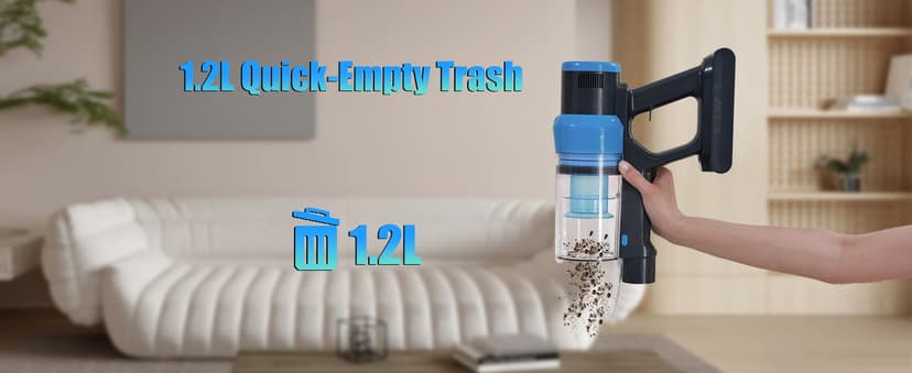 Cordless Vacuum Cleaner, 45kPa 60Min Vacuum Cleaners For Home, Powerful Stick Vacuum Rechargeable With Green Light, Anti tangle Wall Mount, 8 in 1 Lightweight Vacuum For Hardwood Floor Pet Hair Carpet