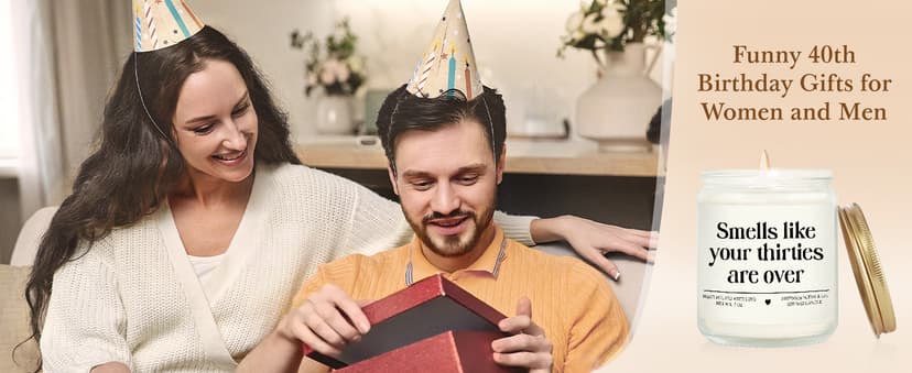 Niyewsor 40th Birthday Gifts Women Men, Forty Birthday Candle, 1985 40th Birthday Decorations for Women Men, 40 Year Old Bday Gifts for Friend, Sister, Wife, Husband, Handmade, 7oz