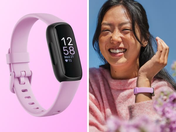 Fitbit Inspire 3 Health &-Fitness-Tracker with Stress Management, Workout Intensity, Sleep Tracking, 24/7 Heart Rate and more, Lilac Bliss/Black, One Size (S & L Bands Included)