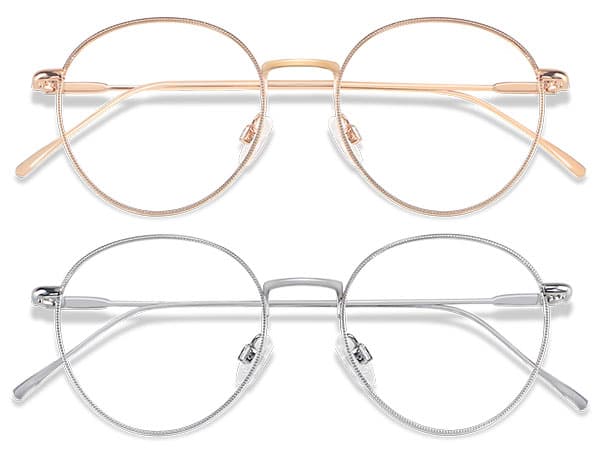 ANDWOOD Blue Light Blocking Glasses Women Men Small Face Computer Clear Bluelight Blocker Super Lightweight Metal Frame Round