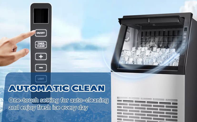 Commercial Ice Maker, 100lbs/24H with 20Lbs Storage, 36 Cubes in 11Mins, Stainless Steel Freestanding & Under Counter Large Ice Machine with LCD Display, Self-Cleaning for Home Bar Restaurant