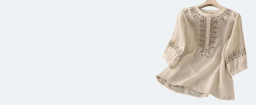 MGWTFZDL Linen Shirts for Women Summer Retro Embroidered 3/4 Sleeve Boho Peasant Tops Dressy Casual Blouses