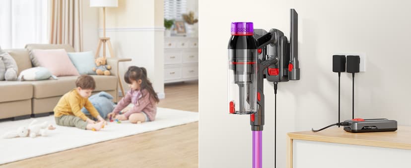 Cuzmok Cordless Stick Vacuum Cleaner - 550W Powerful Cordless Vacuum with HEPA Filter, Up to 50min Runtime & Tangle-Free Lightweight & Detachable Battery for Pet Hair Carpet Hardwood Floor Cleaning