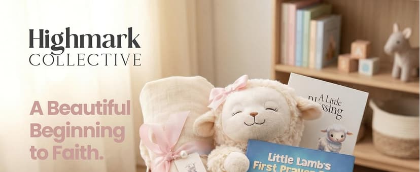 Ready-to-Gift Box: 10" Praying Lamb Plush with Pink Bow, Bamboo Muslin Blanket, First Prayer Book & Card. Baptism Gifts for Girl - Christening & Dedication 5-Piece Keepsake Set B0GHZRX7RP