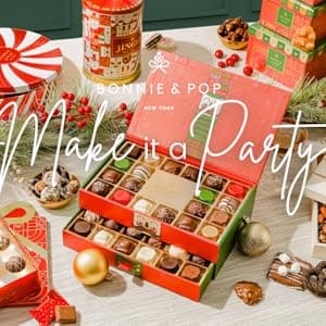 Christmas Gift Basket, Holiday Gourmet Treats- Variety Snack Crate- Candy Tray Food Assortment Idea- For Women, Men, Family 4 Section- Bonnie and Pop