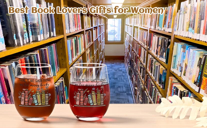 Futtumy Gifts for Book Lovers Women, Book Lover Wine Glasses 17oz, Gifts for Readers Book Lovers, Funny Reading Bookish Book Lovers Gift for Birthday Christmas Mother's Day