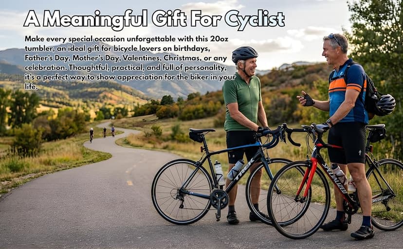 Gifts for Bikers - Cycling Tumbler 20oz - Cool Gifts for Cyclists Riders Triathlete Bicycle Lover, Fathers Day Mother Days Christmas Birthday Cycling Mug Bicycle Coffee Cup B0GSPZFS4R