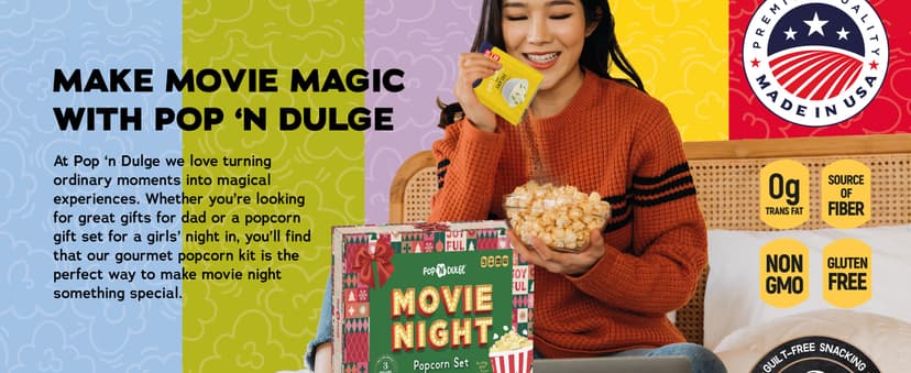 Movie Night Gift Baskets Popcorn Gifts for Christmas Holiday Gift Christmas Gift Sets, 5 Gourmet Popcorn Kernels and 5 Popcorn Flavoring, Non-GMO Popcorn Gifts - 10 Pack