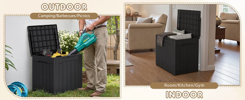 Devoko 30 Gallon Resin Deck Box Waterproof Outdoor Storage Box for Patio Furniture Pool Accessories Indoor Storage for Cushion Garden Tools (30 Gallon, Black)
