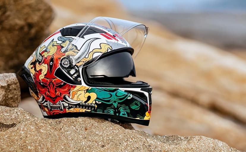 KYPARA Full Face Motorcycle Helmet with Internal Tinted Visor & DOT Approved for Moped ATV Cruiser Scooter (Matt Black, Large)