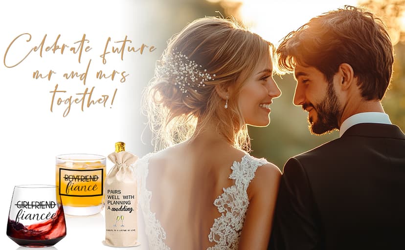 Engagement gifts for couples gifts for Newly Engaged,2025 Engagement present for Her Fiance Fiancee wine glasses for Women,Mr Mrs Gifts engaged gifts for Bridal,Women Engagement Gifts