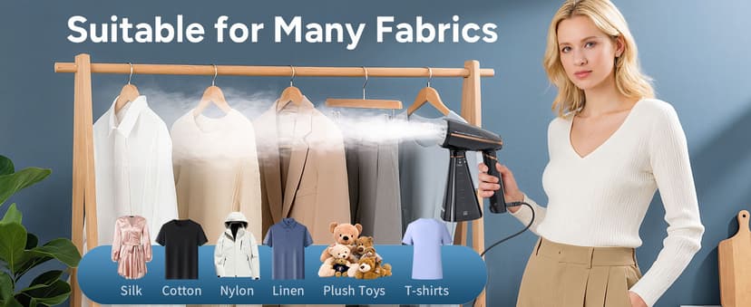 IRONDAY Steamer for Clothes, 1200W Portable Handheld Garment Steamer&Iron 2-in-1 with Fast Heat-up, Auto-Off, 350ml Water Tank, Powerful Foldable Handle Clothes Steamer Compact Size for Travel Home