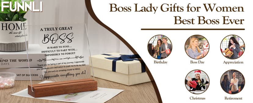 Best Birthday Thank You Retirement Farewell Gifts for Female Boss Leader, Boss Inspirational Gifts Appreciation Keepsake Funnli Boss Gifts for Women Men, Bosses Day Gifts for Boss Lady Plaque B0C6XJX64Z