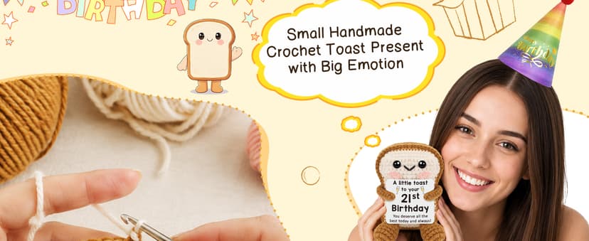 Mini Happy 21st Bday Party Gift for Girls Daughter Bestie Sister Friend Woman, Handmade Crochet Present for Celebration 21st Birthday Toast Gifts Decorations for Him Her, 21 Years Old Gift Ideas B0GX1XVW5S
