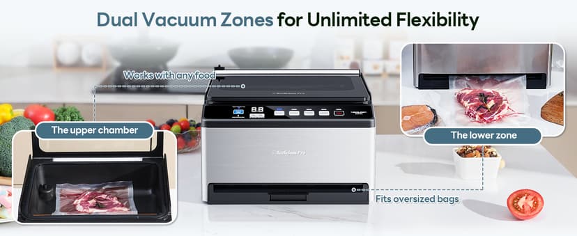 DualCore CVS101 Chamber Vacuum Sealer for Liquids & Sous Vide, 6L Dual Vacuum Zones & Extra-Wide Bag Clamp, 230W Dual-Core Dry Pump x4, Commercial-Grade Food Packaging Machine for Home Use