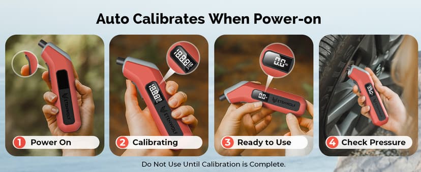 ETENWOLF T300 Digital Tire Pressure Gauge 3-200 PSI, Industrial Tire Gauge Calibrated to ANSI B40.7 Grade 2A(Plus-Minus 0.5%), Replaceable AAA Batteries (Vivid Orange)