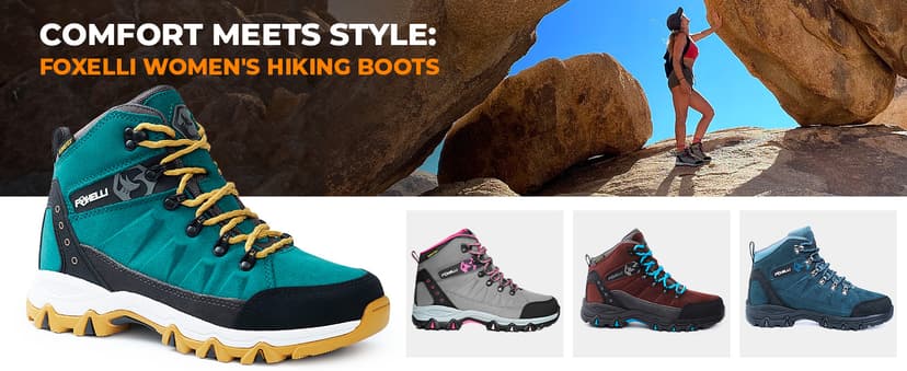 Foxelli Women’s Hiking Boots – Waterproof Lightweight Suede Leather Hiking Boots for Women with All-Day Comfort, Grip & Support for Trails, Travel & Outdoors