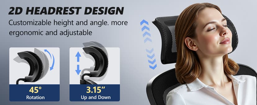 Ergonomic Office Chair, High Back Desk Chair with Flip-up Arms, 300 LBS Mesh Computer Chair with Adjustable Headrest & Lumbar Support, Comfy Gaming Chair for Adults, Home Office Desk Chairs (Black)