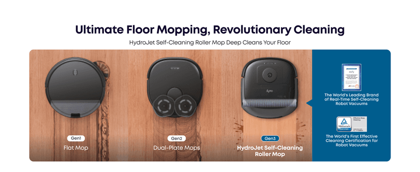 eufy Robot Vacuum E25, HydroJet System with Roller Mop, 20,000 Pa Turbo High Suction, All-in-One Robot Vacuum and Mop Combo for Home, Edge-to-Corner Cleaning, Zero-Tangle Design, AI Obstacle Avoidance