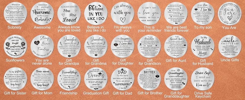 Double Sided Engraved Message Keychain ,Great Little Gifts OUMILAN Pocket Hug Token Inspirational Keychain for Men Women B0CKRFXF14