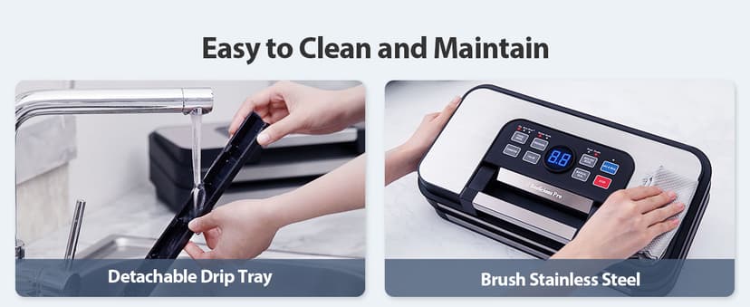 95Kpa Powerful Precision Pro Vacuum Sealer, with Double Heat Seal & Double Pump, Easy-Lock Handle, 10-in-1 Vacuum Sealer Machine for Food with Bags Storage, Built-in Cutter, Stainless Steel