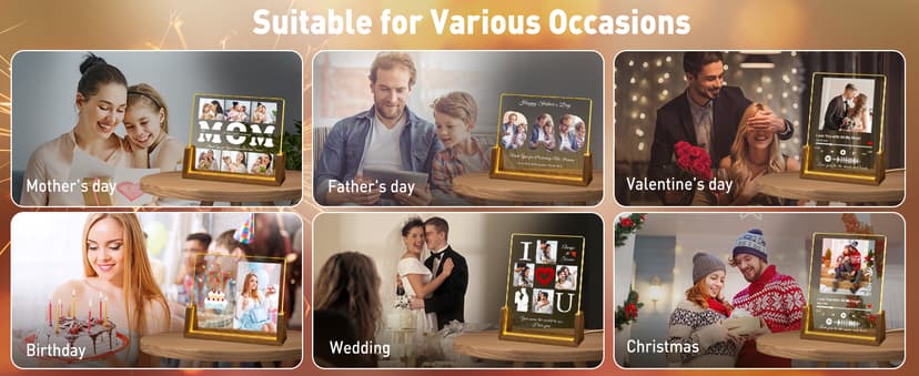 Custom Spotify Plaque-Personalized Picture Frames with Night Light,Music Plaque Frame,Personalized Anniversary Birthday Gifts for Women Men Girlfriend Boyfriend Couples