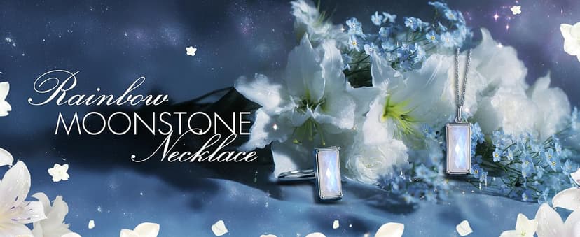 HOPE LOVE SHINE New Beginnings Rainbow Moonstone Sterling Silver Necklace for Women
