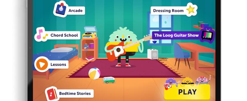 Loog Mini Acoustic kids Guitar for Beginners 3-strings Ages 3+ Learning app and lessons included