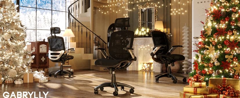 GABRYLLY Ergonomic Office Chair, High Back Home Desk Chair with Headrest, Flip-Up Arms, 90-120° Tilt Lock and Wide Cushion, Big and Tall Mesh Chairs for Man Woman, Black Task Chair