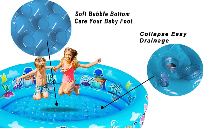3 Rings Kiddie Pool for Toddler, 48”X12”,Kids Swimming Pool, Inflatable Baby Ball Pit Pool, Small Infant Pool (Blue)