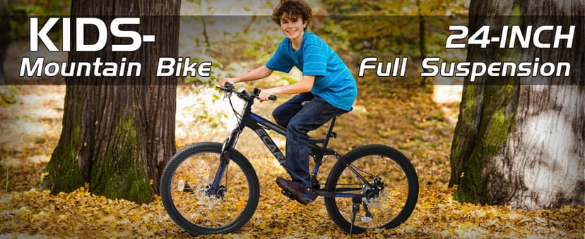 Ecarpat 24/26/27.5 Inch Mountain Bike, Full/Front Suspension Mens Boys Mountain Bike with 21 Speed Steel Frame and Dual Disc Brakes, Adult Sport Bicycle for Trail City Road, Gift Choice