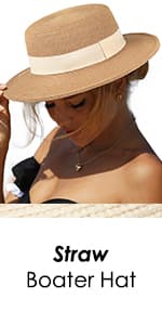 FURTALK Womens Mens Wide Brim Straw Panama Hat Fedora Summer Beach Sun Hats UPF Straw Hat for Women