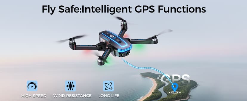 GPS Drone with 4K HD Camera for Adults,4.5 inch HD Screen on Remote Controller,FPV RC Drones with Auto Return, Follow Me and Lightweight,2 PCS Batteries for Long Flight Time,Easy Fly Quadcopter for Beginners,Under 250g