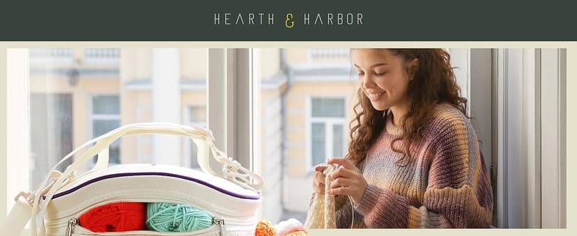 Hearth & Harbor Crochet Bag Organizer – Durable Knitting Bag, Yarn Organizer for Crochet Accessories and Supplies, Canvas Yarn Bag, Crochet Organizer with Accessories Case, Yarn Storage Organizer