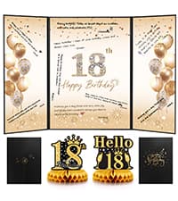 18th Birthday Card, 18th Birthday Decorations for Girls Boys, 18th Birthday Gifts for Son Daughter, Back in 2007 Birthday Card, Black Gold