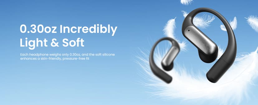 Piluyaa Open Ear Earbuds Bluetooth AI Ear Buds 60Hrs Playtime Wireless Over Headphones with Earhooks IPX7 Waterproof Touch Control Air Conduction Sport Headsets Earphones for Workout Running Black