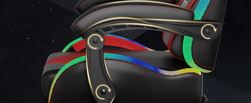 Gaming Chairs for Adults Tall and Kids,Lumbar Support,LED Lights,High Back Reclining Computer Chair with Headrest (Black+Blue)