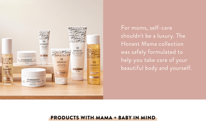 The Honest Company New Mama Care Essentials Gift Set | Hospital Bag Must Haves | Travel Size Nip Balm (0.5 oz), Glow On Body Cream (1 oz), Gotta Glow Face Wash (1.75 fl oz), Reusable Pouch