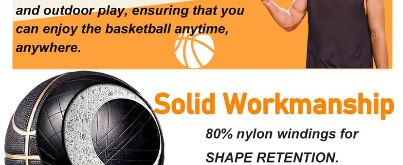 Senston 27.5‘’/29.5'' Basketball Outdoor Indoor Rubber Basketball Ball for Kids/Adult Official Size 5/7 Basket Ball with Pump