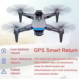 Lozenge Drones 360° Obstacle Avoidance Brushless Drones with Camera for Adults 4K GPS Smart Follow Auto Return Long Battery Life Quadcopter Big Size L900 HJ90 3 Battery Black Carbon Fiber Pattern
