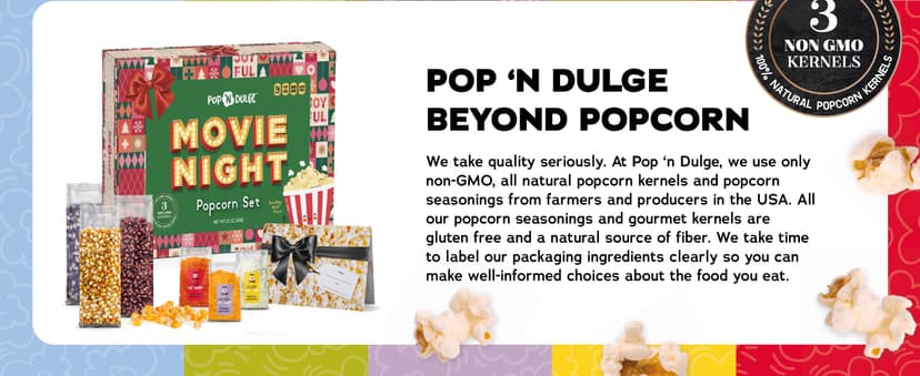 Movie Night Gift Baskets Popcorn Gifts for Christmas Holiday Gift Christmas Gift Sets, 5 Gourmet Popcorn Kernels and 5 Popcorn Flavoring, Non-GMO Popcorn Gifts - 10 Pack