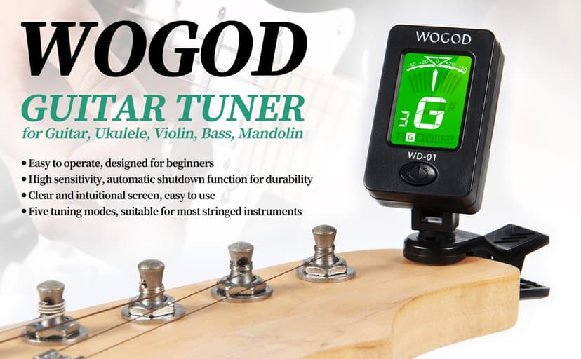 Guitar Tuner Clip on Ukulele Violin Tuner - Chromatic Tuner for Bass Electric Acoustic Guitar Tuner